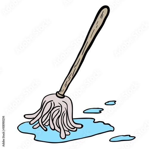 freehand drawn cartoon mop