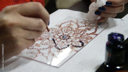 Incense holder. Stained glass painting with special paints. Handmade.