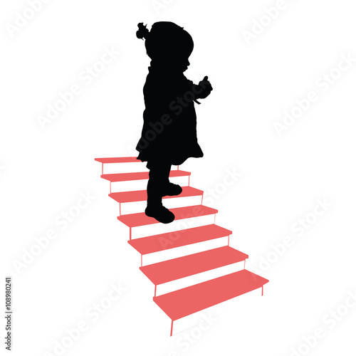 child on stairs illustration silhouette