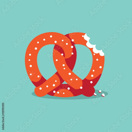 
Pretzel flat design icon.
