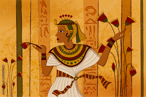 Antique Egyptian papyrus and hieroglyph background