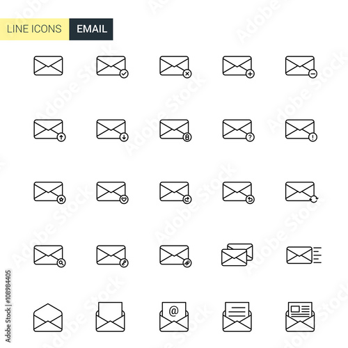 Vector set email line icons