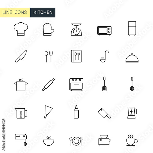 Vector set kitchen line icons