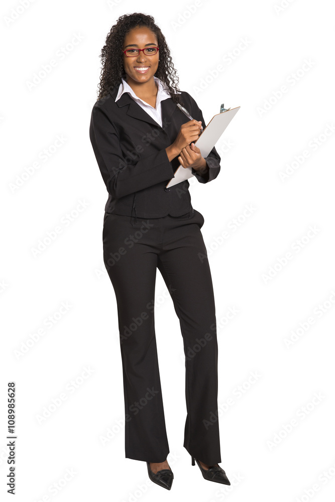 African young businesswoman take note on folder African young businesswoman take note on folder