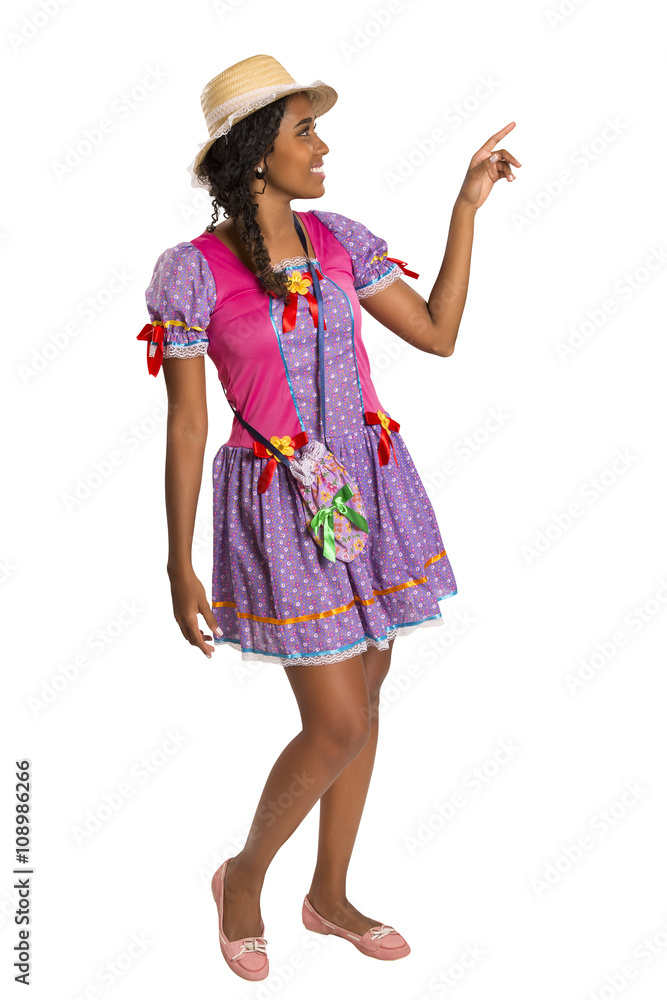 Girl wearing generic caipira clothes as in every Festa Junina. - Girl wearing generic caipira clothes as in every Festa Junina. -