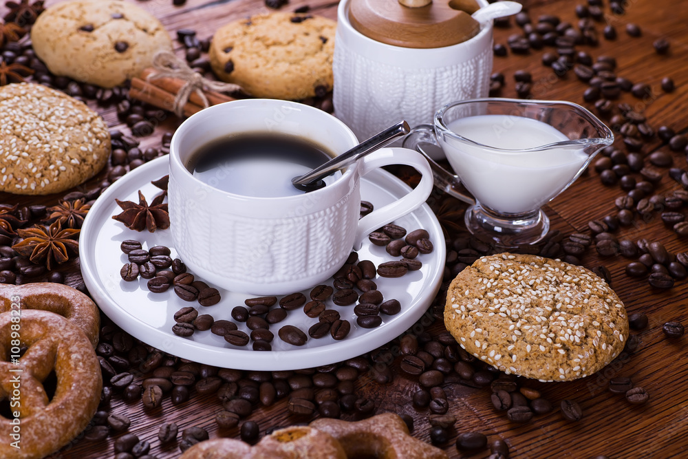black coffee on a wooden background black coffee on a wooden background