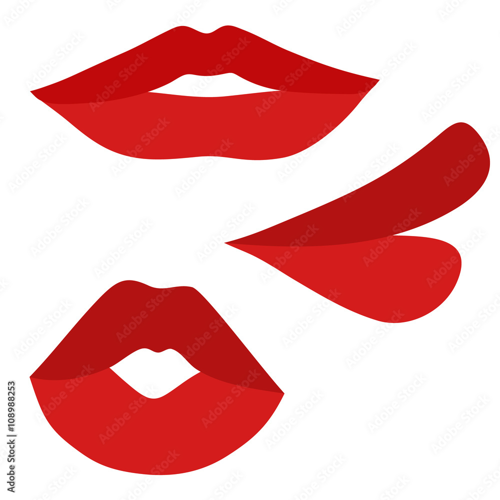 Fototapeta premium flat red lips set
