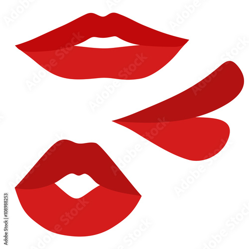 flat red lips set
