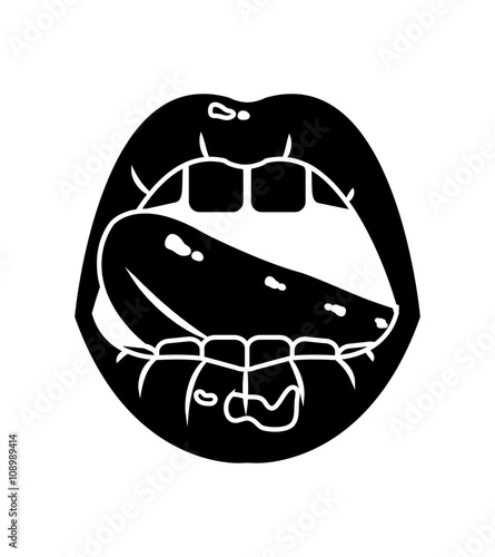Sexy open mouth, tongue hanging out, erotic seductive lips, passion