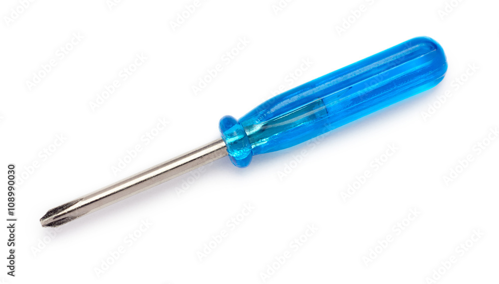 Blue Small Screwdriver Isolated White Background Blue Small Screwdriver Isolated White Background