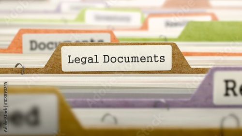 Legal Documents Concept. Colored Document Folders Sorted for Catalog. Closeup View. Selective Focus. 3D Render.