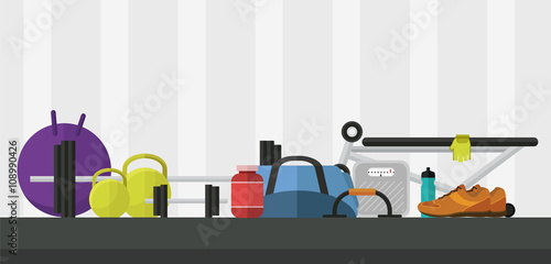 Gym flat style vector illustration