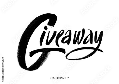 Giveaway banner for social media contests and special offer. Vector black ink brush lettering at white background. Modern calligraphy. photo