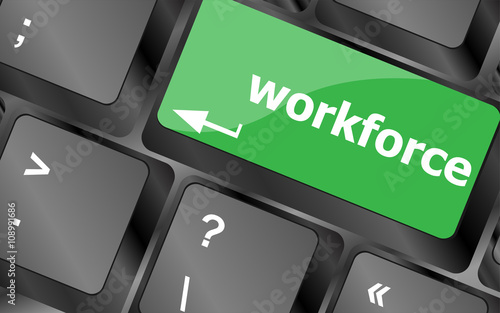 Workforce keys on keyboard - business concept. Keyboard keys icon button vector