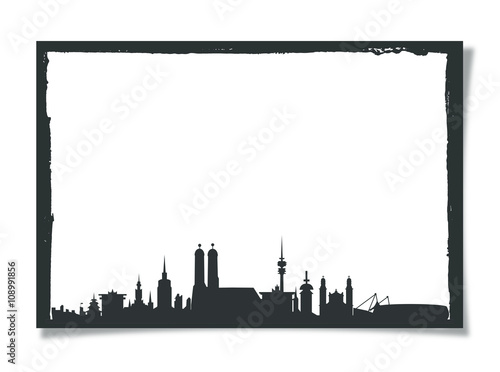 Grunge Picture Frame With Silhouette of Munich