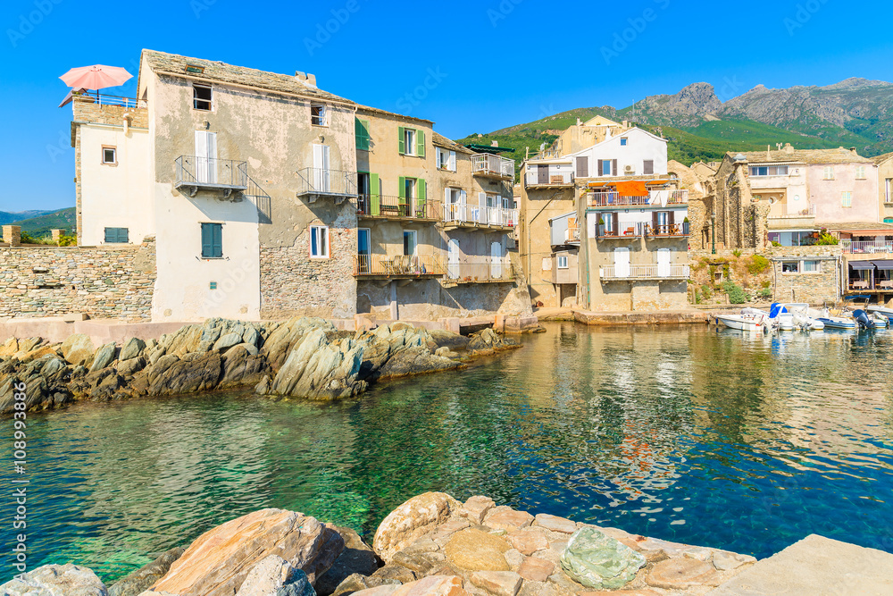 Houses in beautiful Erbalunga port on Cap Corse, Corsica island, France