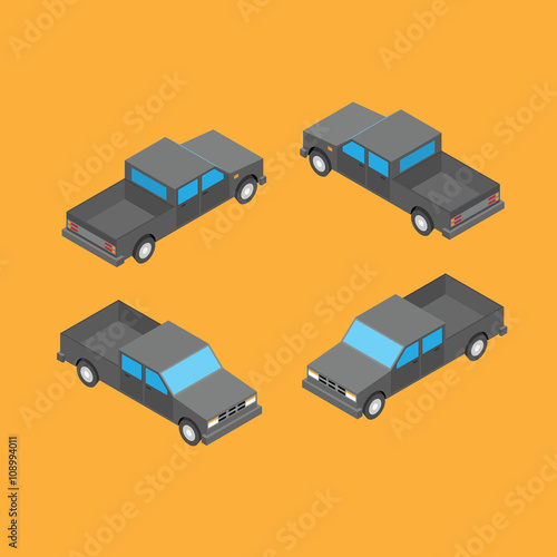 isometric double cab pickup truck