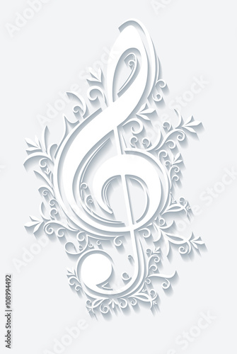 Abstract musical background with treble clef.
