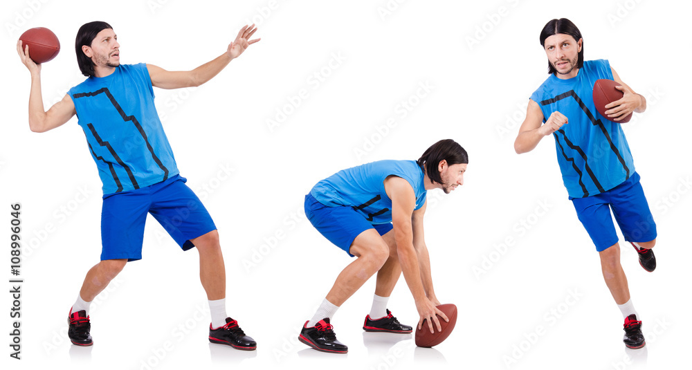 Young american football player on white Young american football player on white