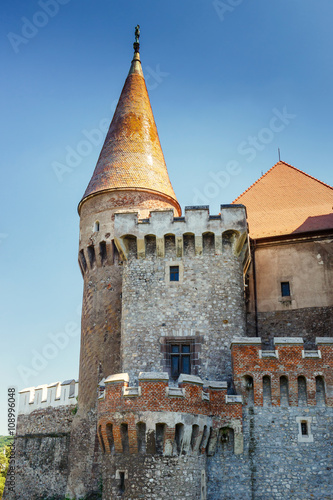 Famous Corvin Castle in Hunedoara, Romania photo