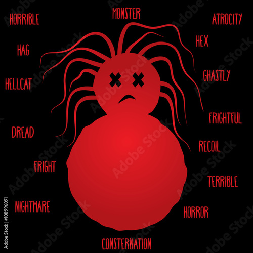 Red silhouette of a dead girl tumblers with disheveled hair and