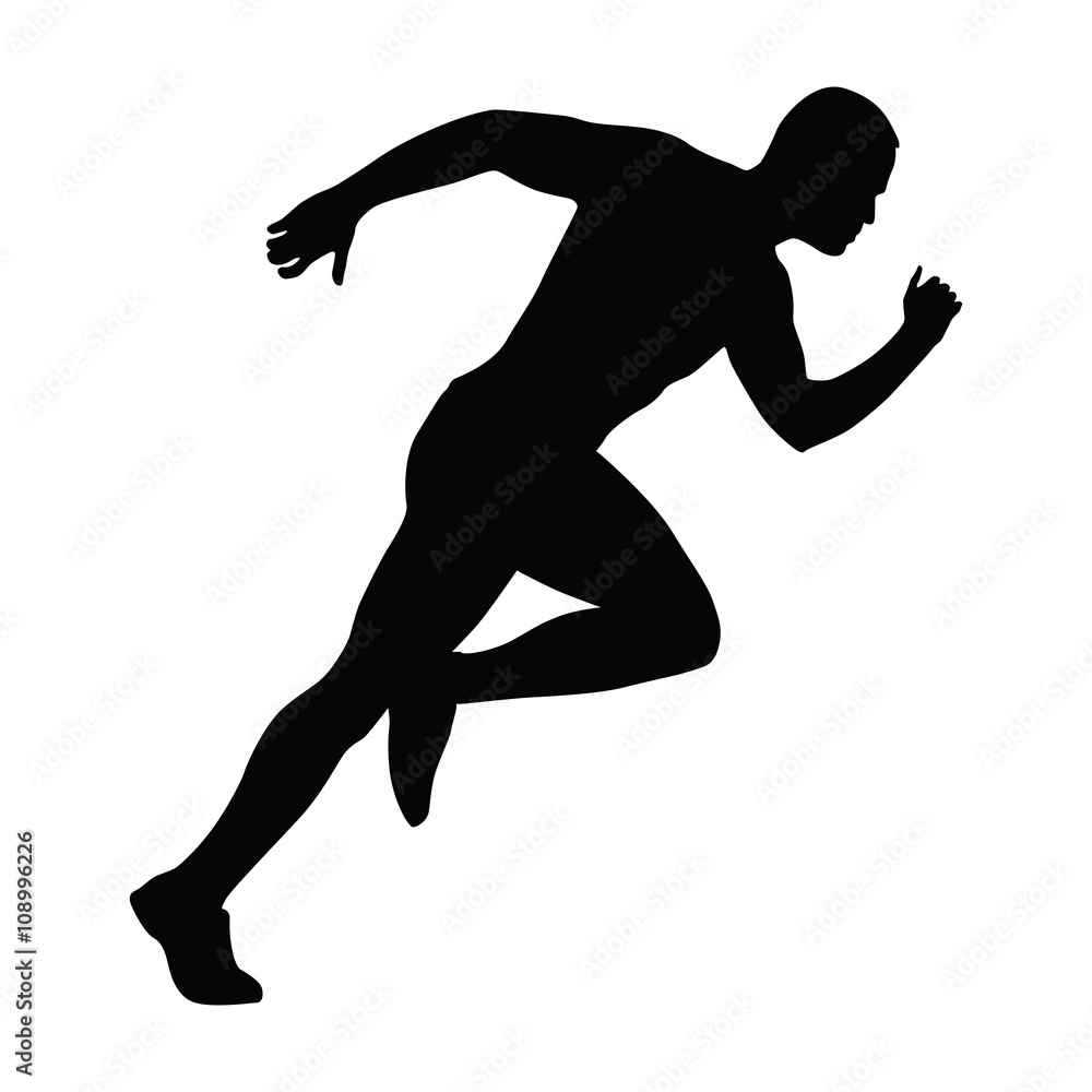 Sprinting Man Vector Silhouette Sprint Fast Run Runner Starts Stock Vector Adobe Stock