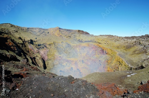 View into the crater of the volcano Villarrica close to Pucón in Chile, South America