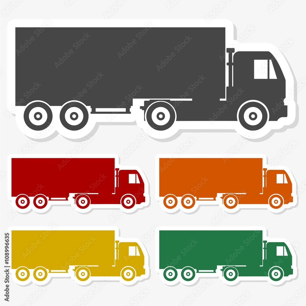 Multicolored paper stickers - Truck icon