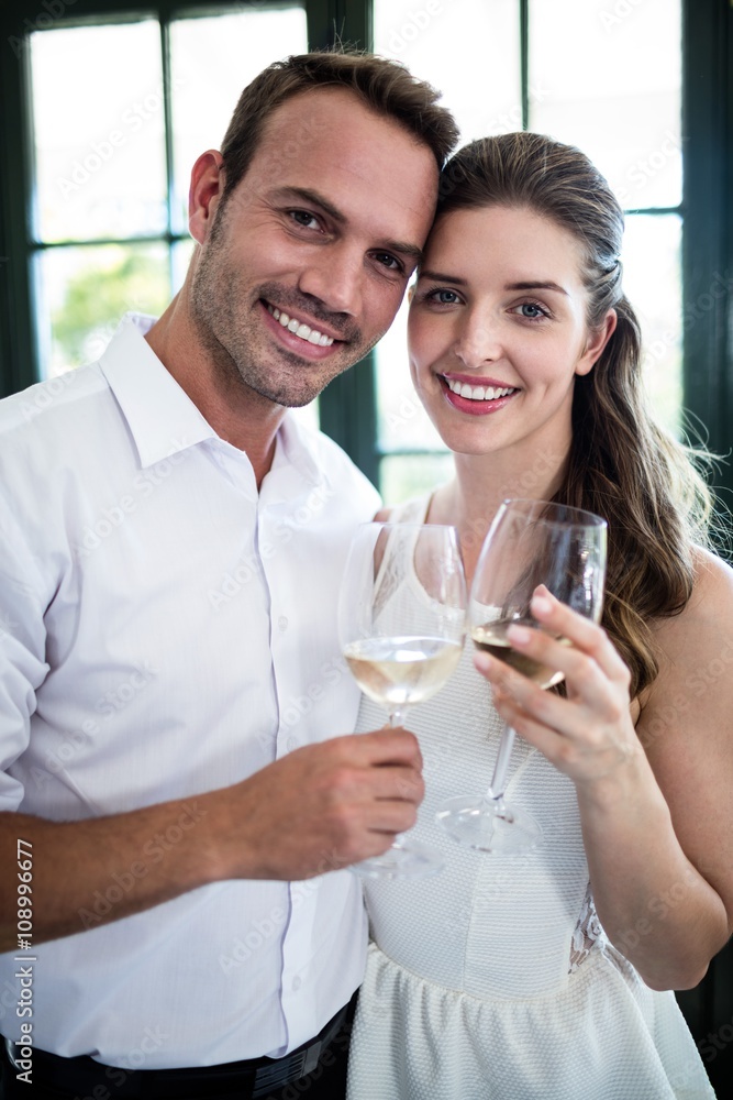 Portrait of couple toasting wine glasses Portrait of couple toasting wine glasses