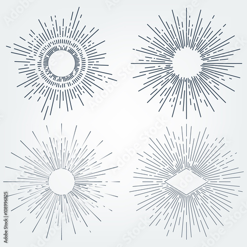 Hand-drawn vector geometric elements in the form of sunlight. Perfect for invitations, greeting cards, posters and more.