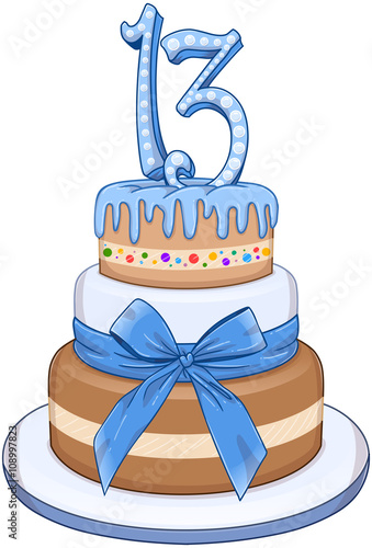 Blue Bar Mitzvah Cake For 13th Birthday