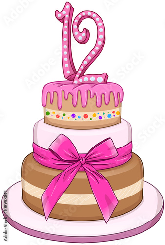 Pink Bat Miztvah Cake For 12th Birthday