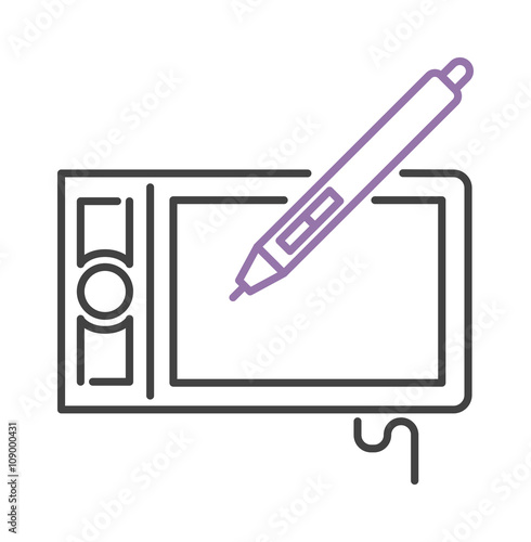 Hand drawing digital stylus sensor pen design technology art line vector icon.