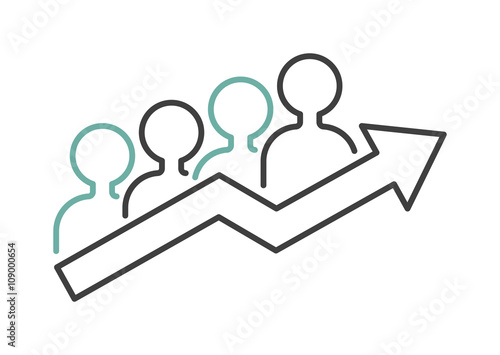 Vector growing chart graph icon business arrow progress diagram. 