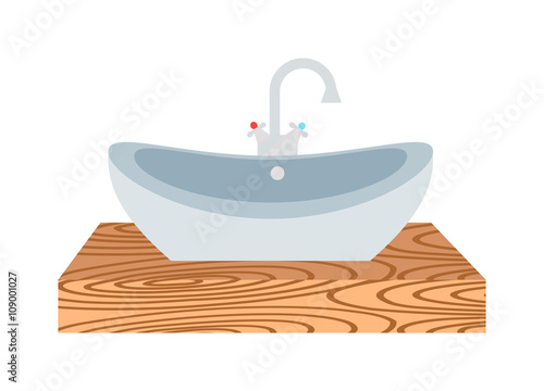 Washbasin bathroom cartoon flat vector illustration. 