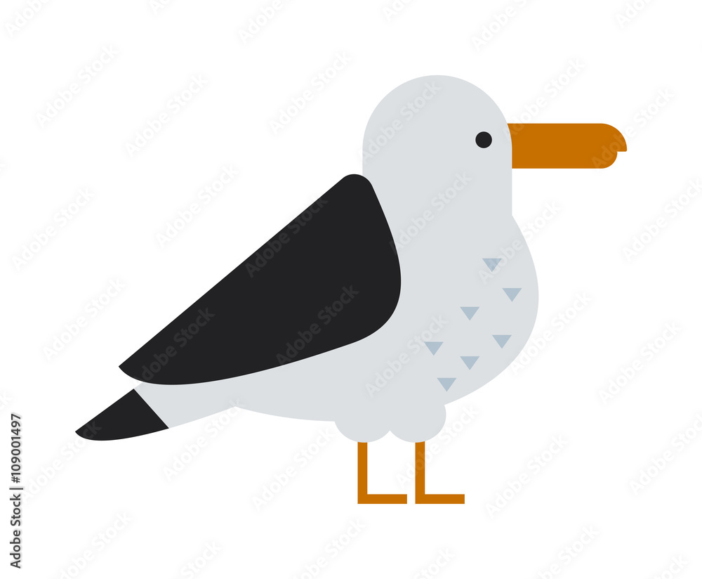 Fototapeta premium Great black-backed gull larus marinus sea wildlife animal and beautiful bird flat vector.