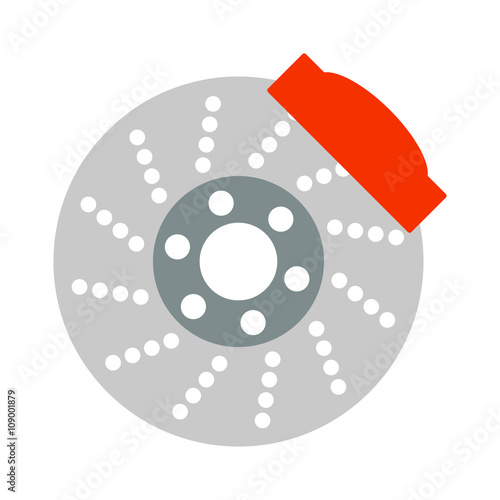 Car brake discs system spare part auto repair vehicle metal automobile tool vector illustration.
