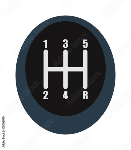 Manual speed transmission shifter modern car drive stick knob, transportation, forward vector.