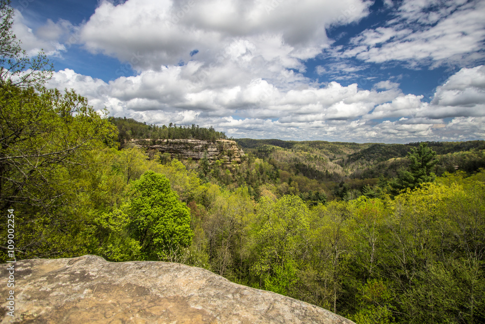 Lovers Leap In Kentucky. View of mountain top known as Lovers Leap as seen from the Natural Bridge in Natural Bridge State Park in Slade, Kentucky.