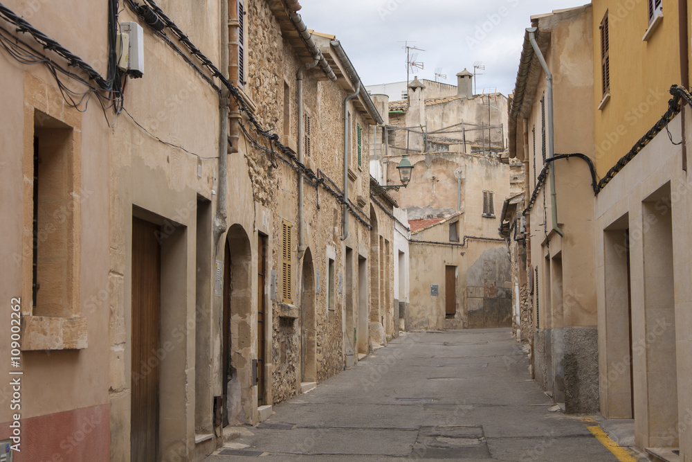On the streets of small town Pollenca on Mallorca island, Spain
