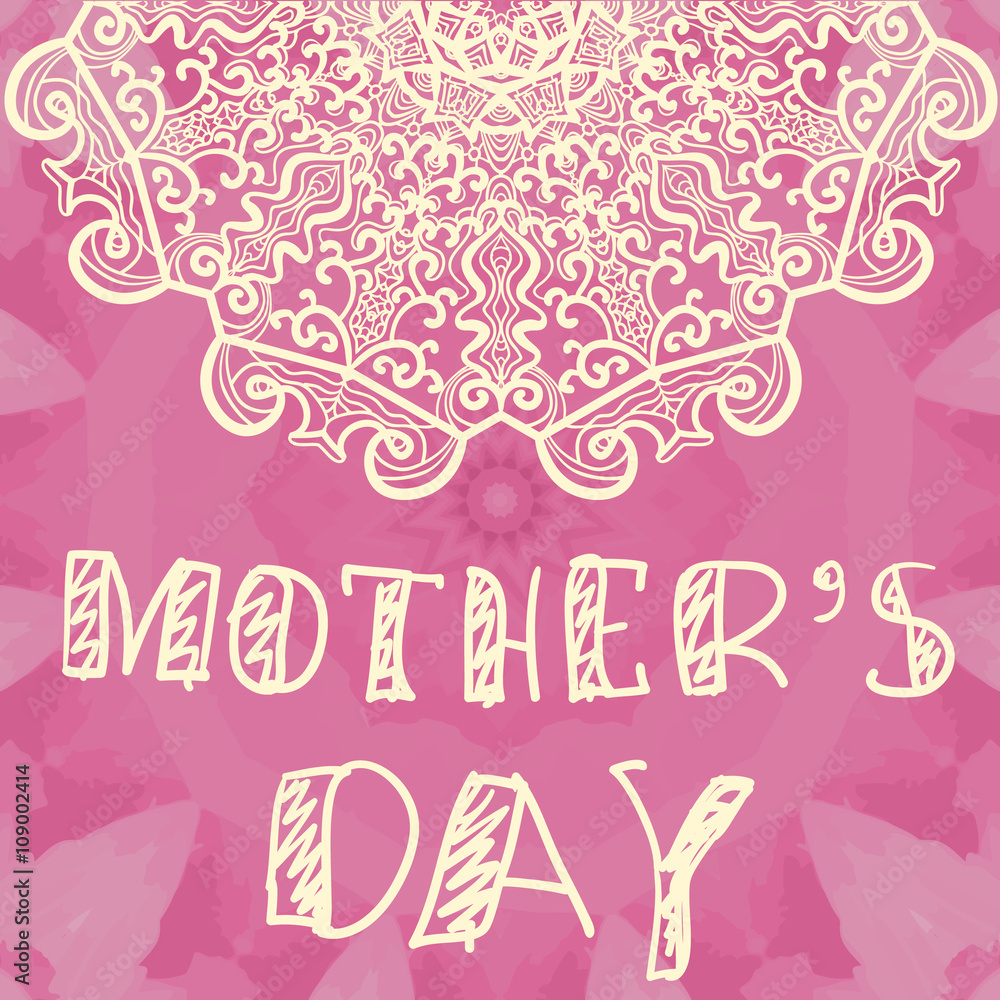 Beautiful Handlettering Background With Hand Drawn LAce For Mother's Day
