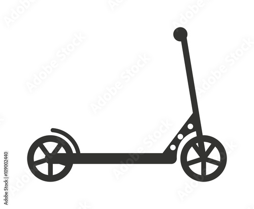 Black push kick scooter fun activity transportation vehicle sport ride toy vector illustration.