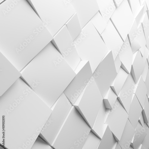 Geometric white abstract polygons, as tile wall