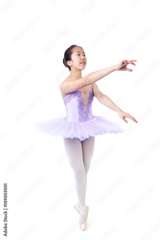 Young Asian Ballerina With Braces in Dance Pose Young Asian Ballerina With Braces in Dance Pose