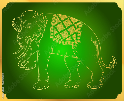green pattern background Elephant outline thai tradition