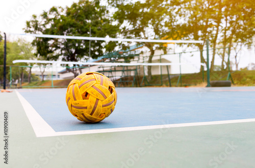 sepak takraw ball on court photo