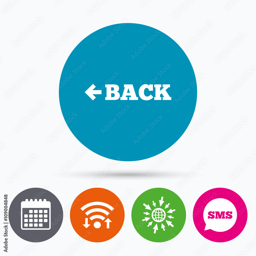 Arrow sign icon. Back button. Navigation symbol Arrow sign icon. Back button. Navigation symbol