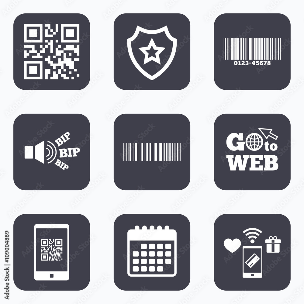 Bar and Qr code icons. Scan barcode symbol. Bar and Qr code icons. Scan barcode symbol.