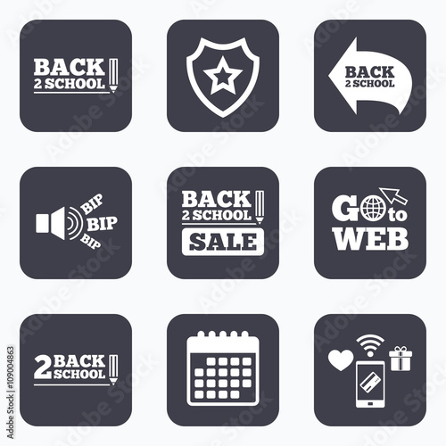 Back to school icons. Studies after the holidays