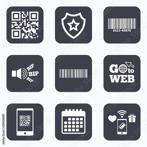 Bar and Qr code icons. Scan barcode symbol.